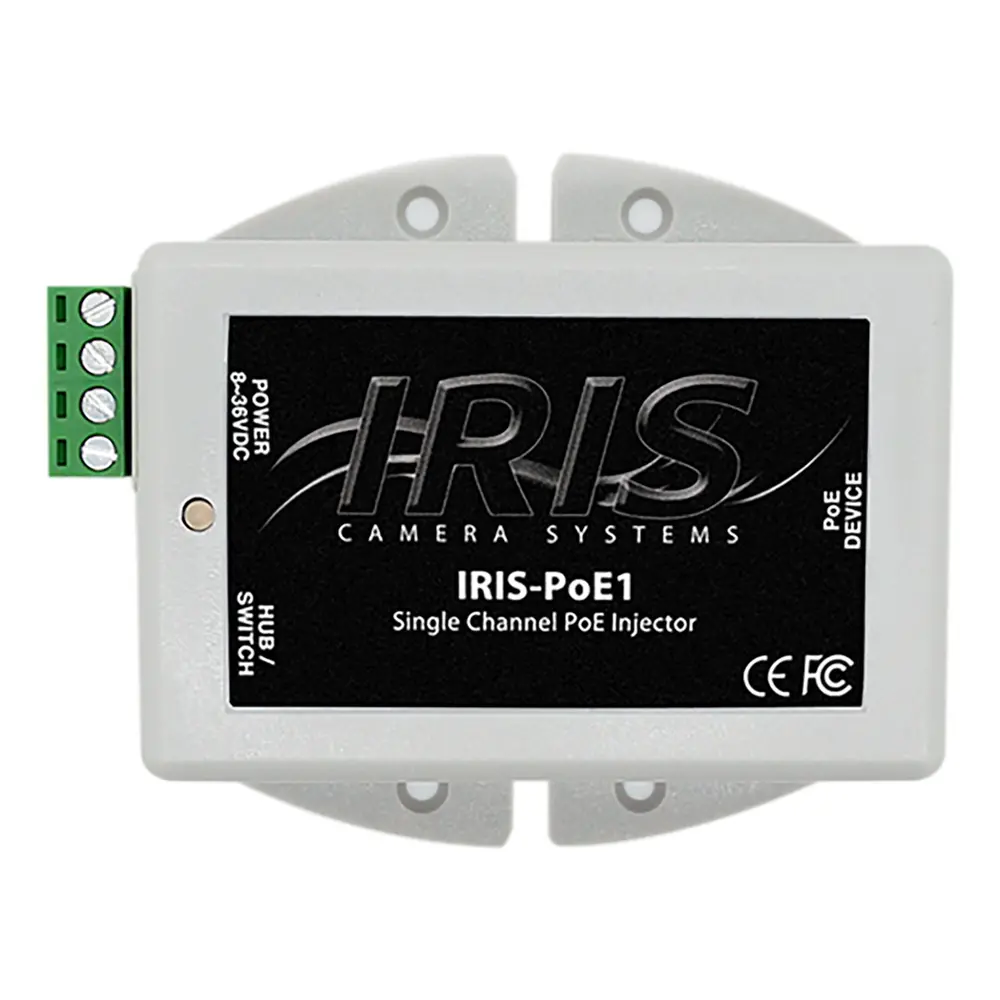 Iris Single Channel PoE Injector - 8-36VDC Input Voltage & 48VDC Output