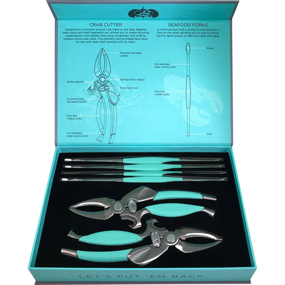 Toadfish Crab/Lobster Tool Set - 2 Shell Cutters & 4 Seafood Forks