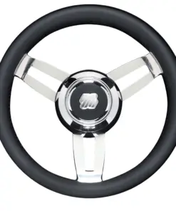 Uflex Morosini 13.8" Steering Wheel - Black Polyurethane w/Stainless Steel Spokes & Chrome Hub