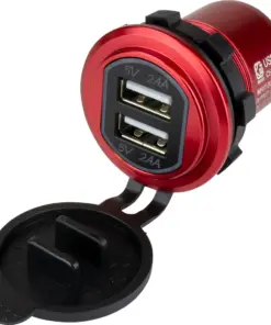 Sea-Dog Round Red Dual USB Charger w/1 Quick Charge Port +