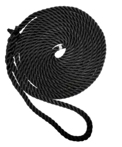 New England Ropes 1/2" Premium 3-Strand Dock Line - Black - 35'