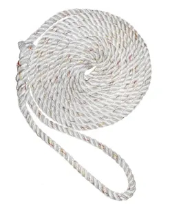 New England Ropes 1/2" Premium 3-Strand Dock Line - White w/Tracer - 15'