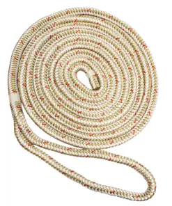 New England Ropes 5/8" Double Braid Dock Line - White/Gold w/Tracer - 15'