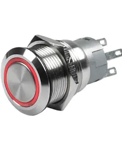 BEP Push Button Switch - 12V Latching On/Off - Red LED