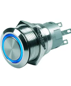 BEP Push-Button Switch - 12V Momentary (On)/Off - Blue LED