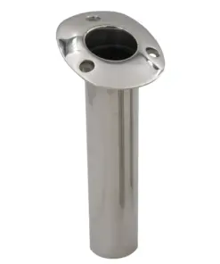 C.E. Smith 70 Series Standard Flush Mount Rod Holder - 15 Degree - Stainless Steel - Gimbal Bar Bottom - Black Liner