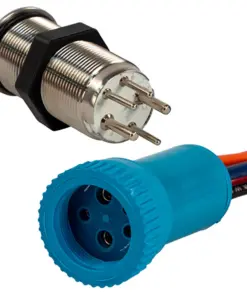 Bluewater 19mm Push Button Switch - Off/(On) Momentary Contact - Blue/Red LED - 1' Lead