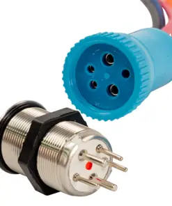 Bluewater 22mm Push Button Switch - Off/On Contact - Blue/Red LED - 1' Lead