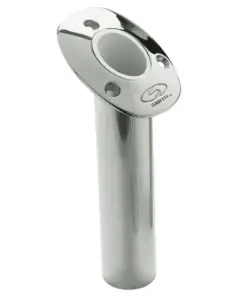 C.E. Smith Flush Mount Rod Holder - 30 Degree & 9" Depth - Stainless Steel - Cast Bottom - White Vinyl Liner