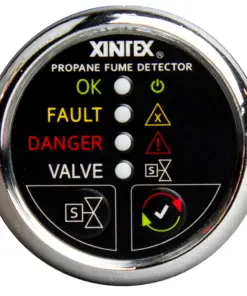 Fireboy-Xintex Propane Fume Detector w/Plastic Sensor & Solenoid Valve - Chrome Bezel Display