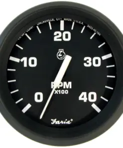 Faria 4" Tachometer Euro Style Black w/White Letters 4000RPM Diesel Mechanical Take Off & Variable Ratio Alt.