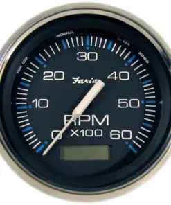 Faria Chesapeake Black 4" Tachometer w/Hourmeter - 6000 RPM (Gas) (Inboard)