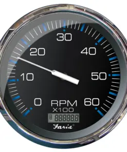 Faria Chesapeake Black 5" Tachometer w/Digital Hourmeter - 6000 RPM (Gas) (Inboard)