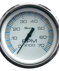 Faria Chesapeake White SS 4" Tachometer - 7000 RPM (Gas) (All Outboards)