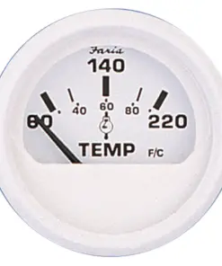 Faria Dress White 2" Cylinder Head Temperature Gauge (60 - 220° F)