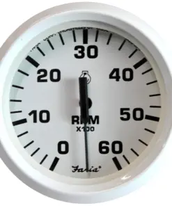 Faria Dress White 4" Tachometer - 6000 RPM (Gas) (Inboard & I/O)