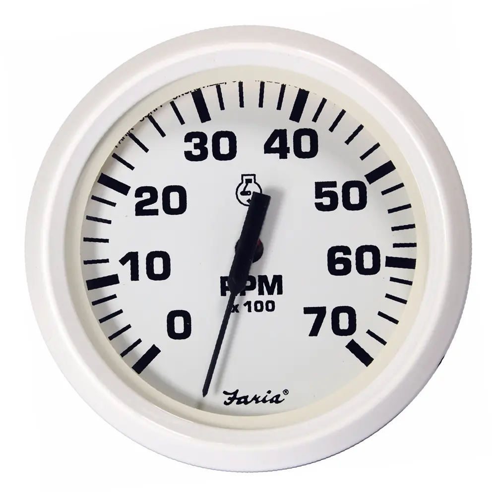Faria Dress White 4" Tachometer - 7000 RPM (Gas) (All Outboards)