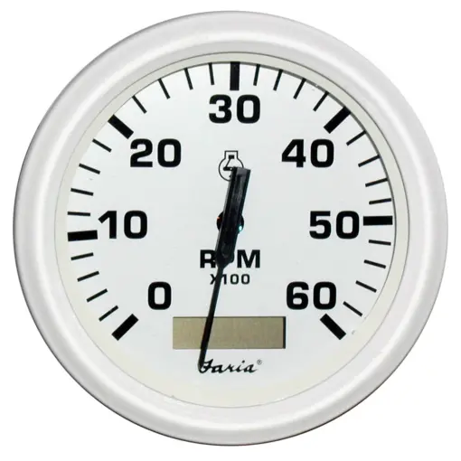 Faria Dress White 4" Tachometer w/Hourmeter - 6000 RPM (Gas) (Inboard)