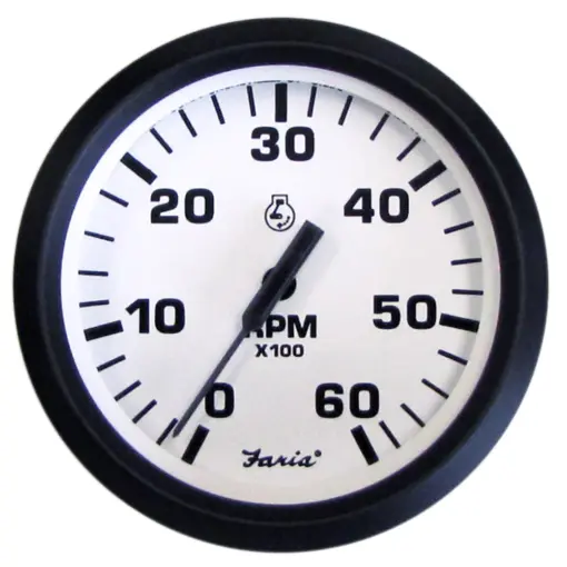 Faria Euro White 4" Tachometer - 6000 RPM (Gas) (Inboard & I/O)