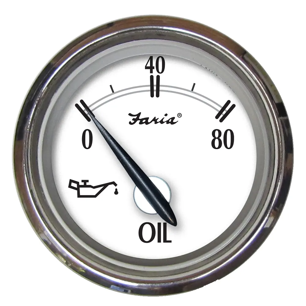 Faria Newport SS 2" Oil Pressure Gauge - 0 to 80 PSI