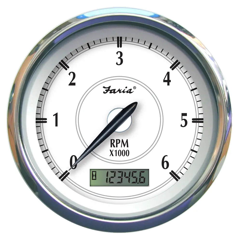 Faria Newport SS 4" Tachometer w/Hourmeter f/Gas Inboard - 6000 RPM