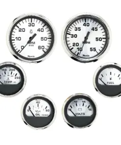 Faria Spun Silver Box Set of 6 Gauges f/ Inboard Engines - Speed