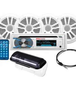 Boss Audio MCK508WB.64S Marine Stereo & 2 Pairs of 6.5" Speaker Kit - White