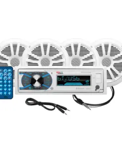 Boss Audio MCK632WB.64 Marine Stereo & 2 Pairs of 6.5" Speaker Kit - White